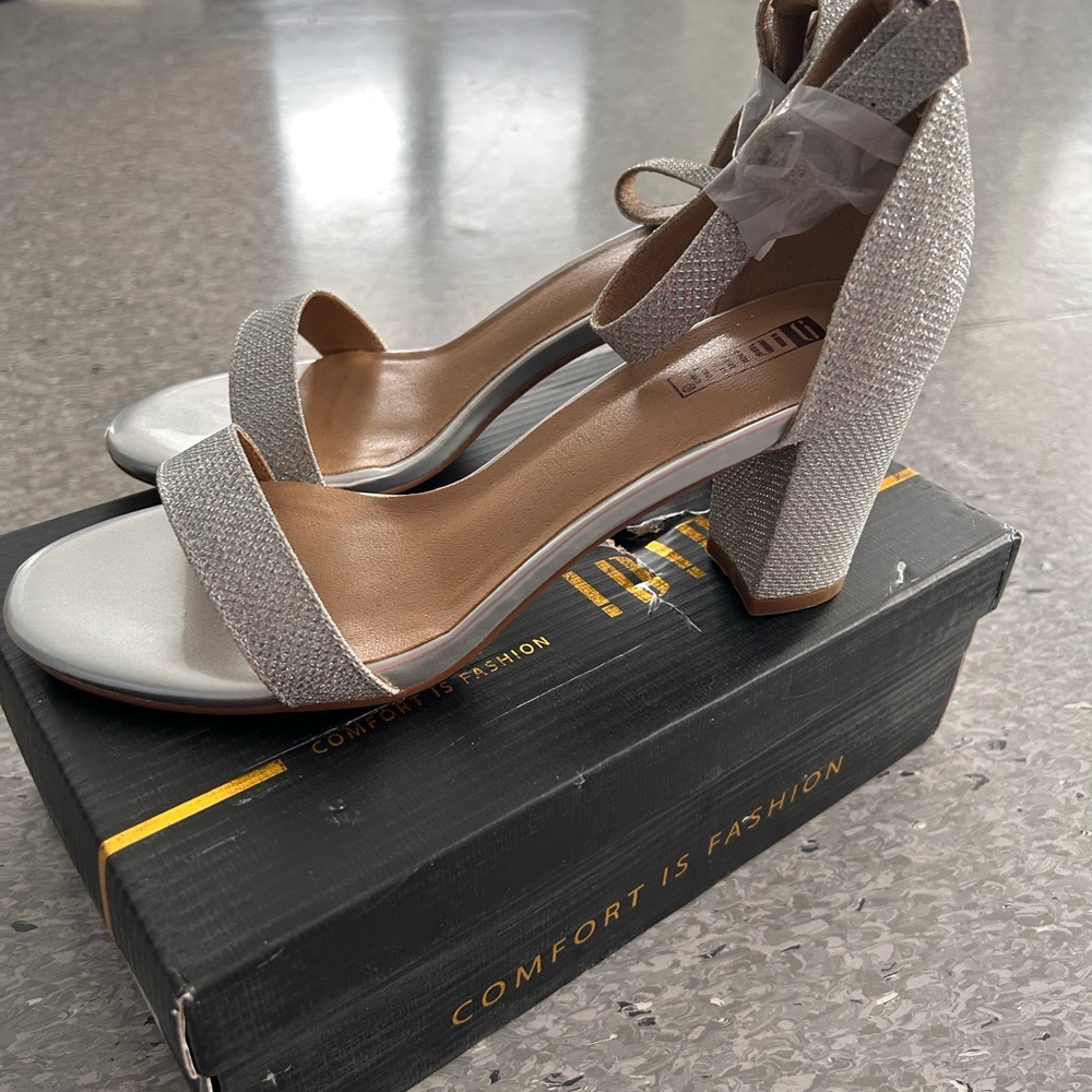 Elegant Silver Glitter Heels